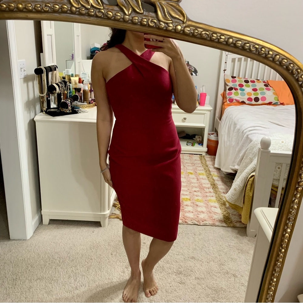 NWT Likely Dress 6 Carolyn Rumba Red Sleeveless Halter Slit Bodycon Cocktail